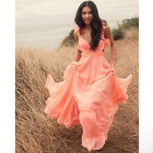 Mac Duggal Ruffle Tiered Cut-Out Chiffon Gown 67911